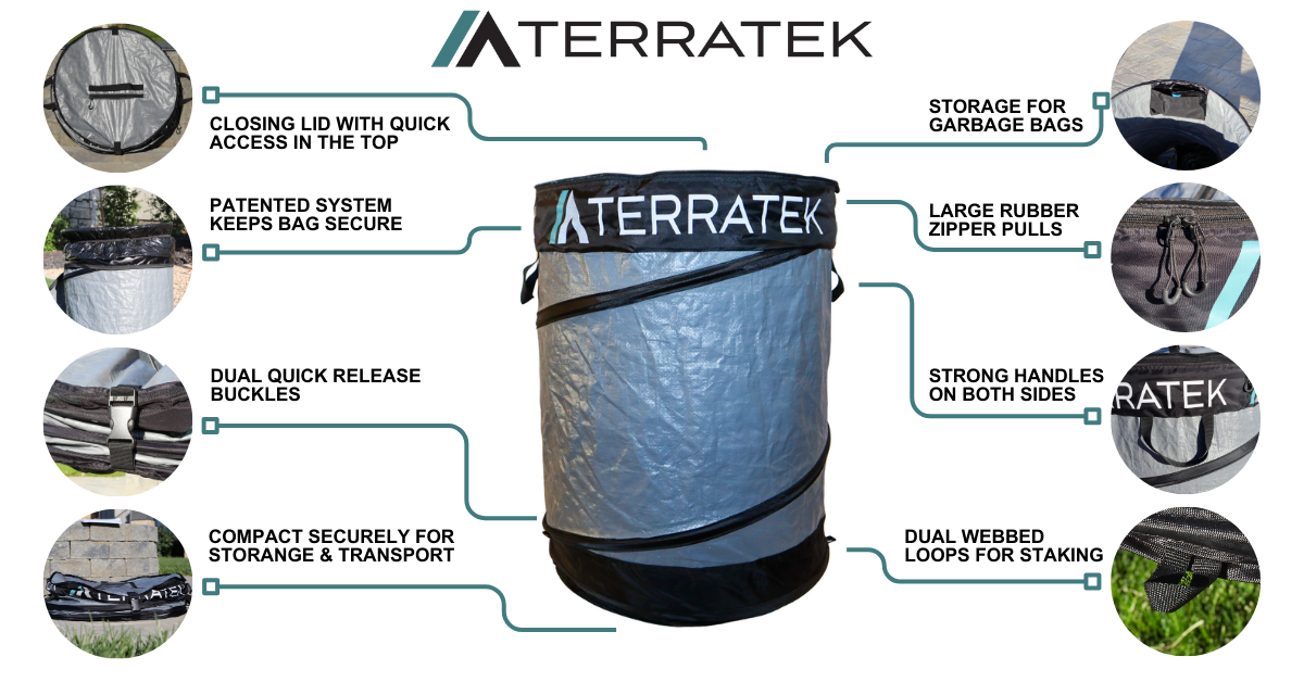 Portable Garbage Break Premium Collapsible Camping Garbage Bin | TerraTek Innovative Outdoors ...